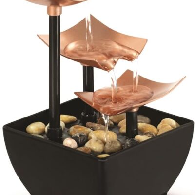 Homedics Tabletop Water Fountain, Home Décor Soothing Sound Machine - Automatic Pump, Deep Basin & Natural River Rocks. Indoor Zen Relaxation for Office, Living Room, or Bedroom, 8.25” Tall