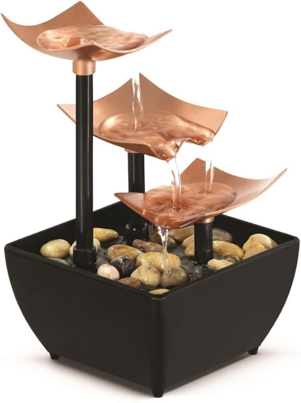 Homedics Tabletop Water Fountain, Home Décor Soothing Sound Machine - Automatic Pump, Deep Basin & Natural River Rocks. Indoor Zen Relaxation for Office, Living Room, or Bedroom, 8.25” Tall