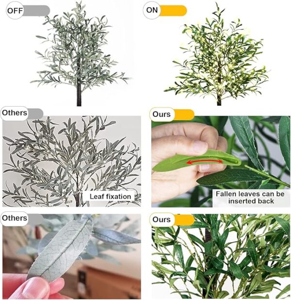 Artificial Lighted Olive Tree 6FT Tall Faux SilkLight Up Plant Trees(with Switch Button) forHome Office Decor Indoor with 300 Warm WhiteFairy Lights and Lifelike Leaves - Image 3