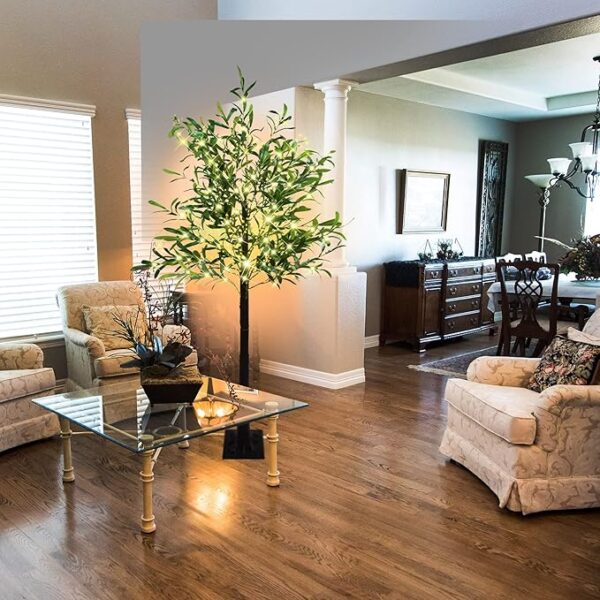 Artificial Lighted Olive Tree 6FT Tall Faux SilkLight Up Plant Trees(with Switch Button) forHome Office Decor Indoor with 300 Warm WhiteFairy Lights and Lifelike Leaves - Image 4
