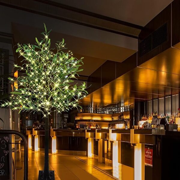 Artificial Lighted Olive Tree 6FT Tall Faux SilkLight Up Plant Trees(with Switch Button) forHome Office Decor Indoor with 300 Warm WhiteFairy Lights and Lifelike Leaves - Image 5
