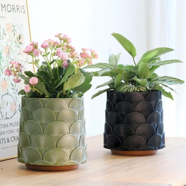 GUGUGO Pearl Beige Scale Planter, Cute Unique Plant Pot with Drainage, Eclectic Colorful Small Flower Planters Pots for Indoor & Outdoor Plants, Rainbow Funny Succulent Gardening Pot Gifts - Image 5